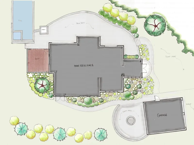 A detailed residential landscape plan.