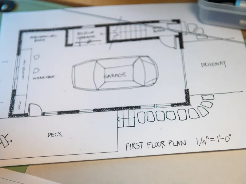 Photo of student's drafted floorplan