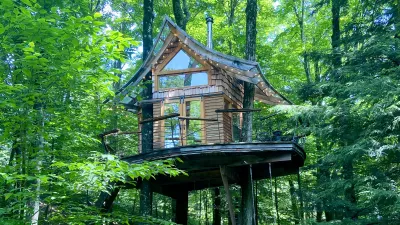 treehouse nestled in the woods
