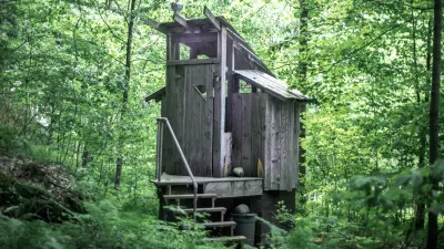 Yestermorrow's own composting toilet pictured amongst the trees