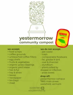 community compost how-to graphic, with dos and don'ts