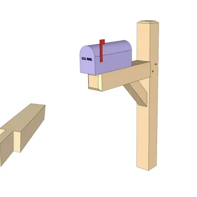 Sketchup rendering of a timber framed mailbox post.