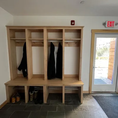 Mudroom of the bunkhouse with storage lockers