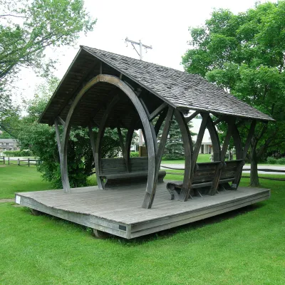 Shot of the Mad River Green bandstand in summer