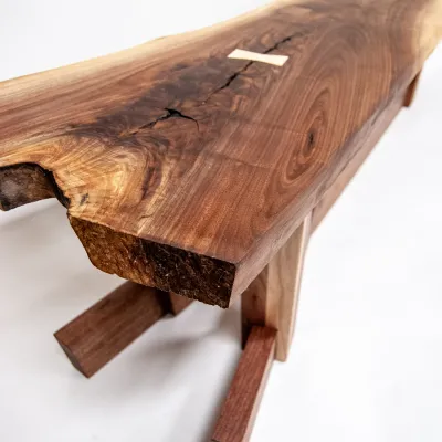 Photo studio portait of a live edge bench